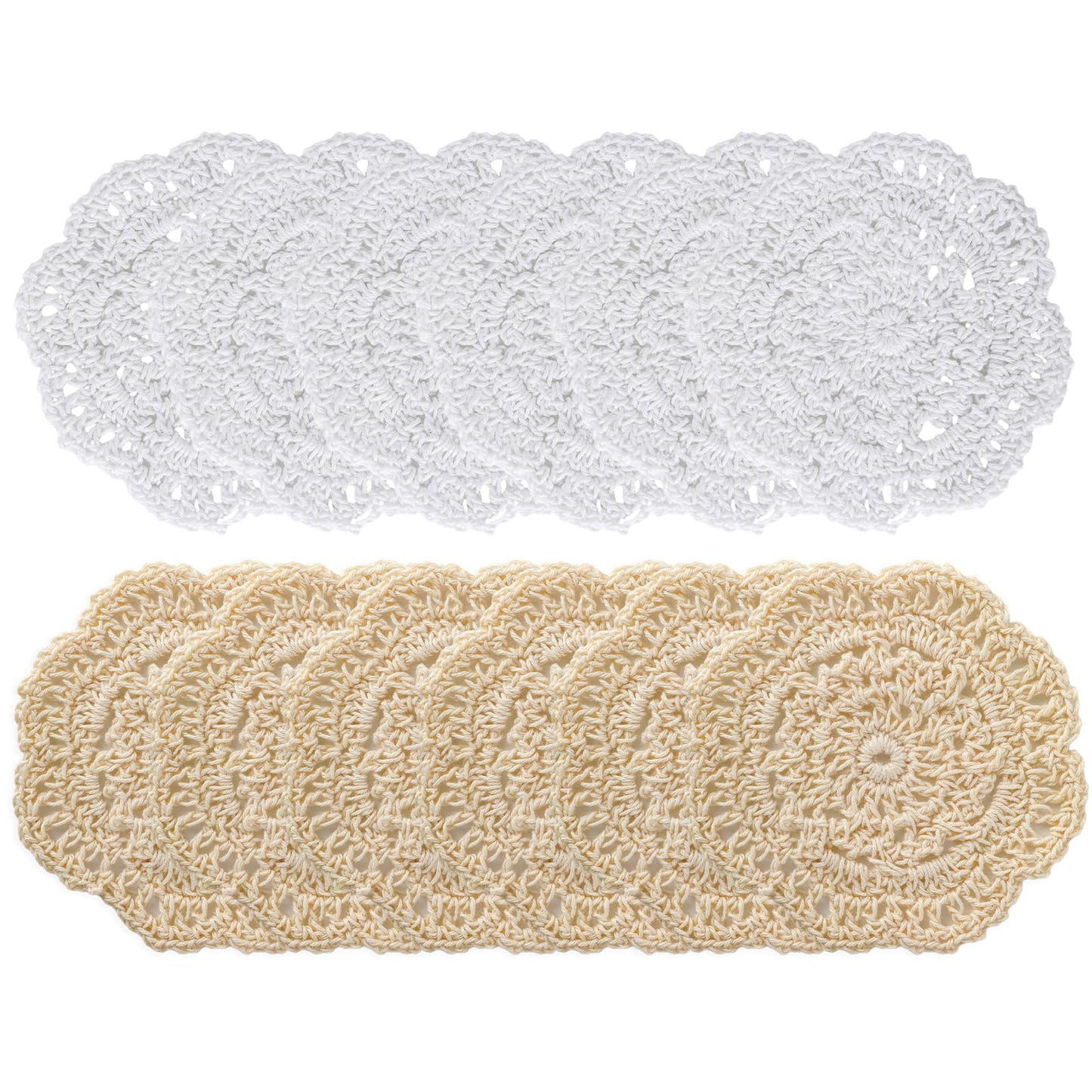 Molain 4 Inch Handmade Crochet Cotton Coaster, Round Doilies Cloth Placemats Vintage Cute Lace Mats DIY Flower Shape Cup Mat for Table Wedding Cup Coasters (12)