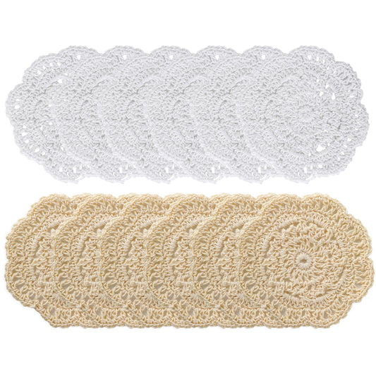 Molain 4 Inch Handmade Crochet Cotton Coaster, Round Doilies Cloth Placemats Vintage Cute Lace Mats DIY Flower Shape Cup Mat for Table Wedding Cup Coasters (12)