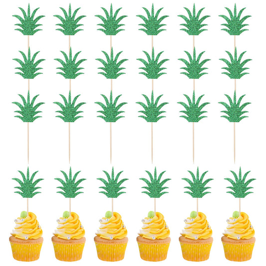 Molain 24PCS Pineapple Cupcake Donut Cake Toppers, Pineapple Cute Cupcake Picks for Summer Tropical Hawaiian Party Pineapple Theme Baby Shower Kids Birthday Cake Decorations