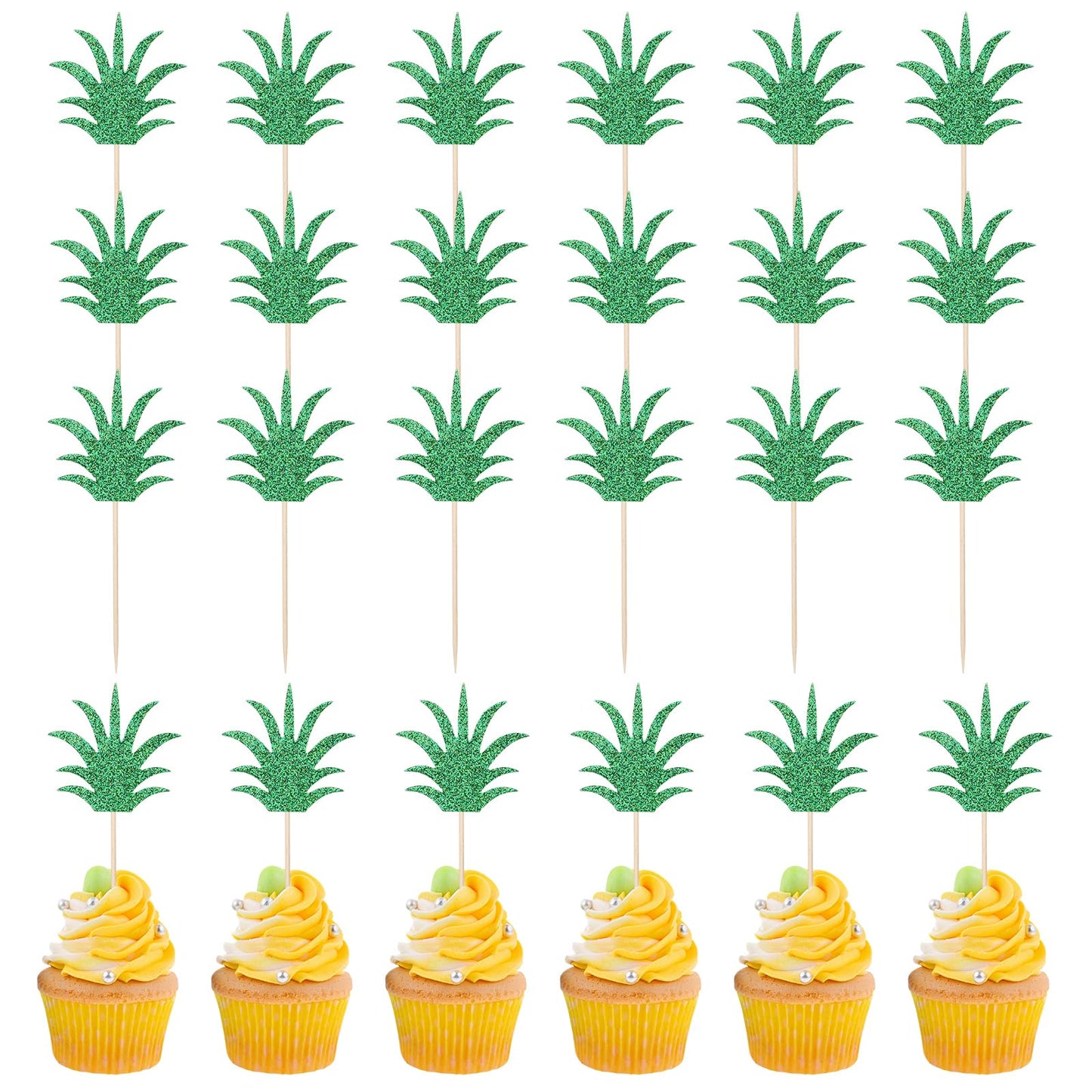 Molain 24PCS Pineapple Cupcake Donut Cake Toppers, Pineapple Cute Cupcake Picks for Summer Tropical Hawaiian Party Pineapple Theme Baby Shower Kids Birthday Cake Decorations