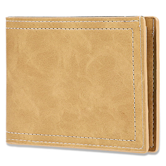 Amaxiu Men PU Leather Wallet, Mens Money Wallet with 6 Credit Cards Slots 2 Cash Pockets Coin Pocket Slim Bifold Wallet(Yellow)