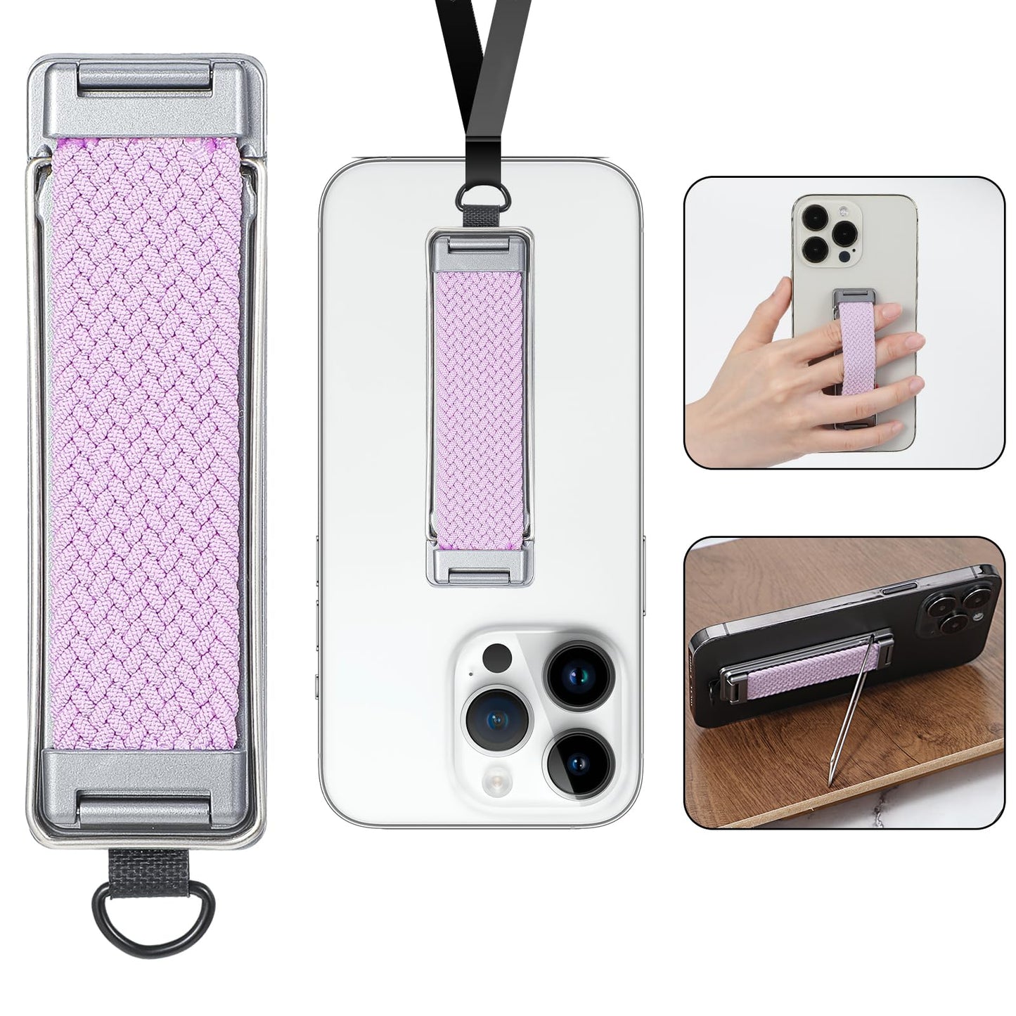 AOZUO Mobile Phone Holder, Mobile Phone Finger Holder, Phone Grip Holder, Back Mounted Mobile Phone Holder Straps, Multicoloured Telescopic Phone Handles, Portable Finger Strap Stand, Universal