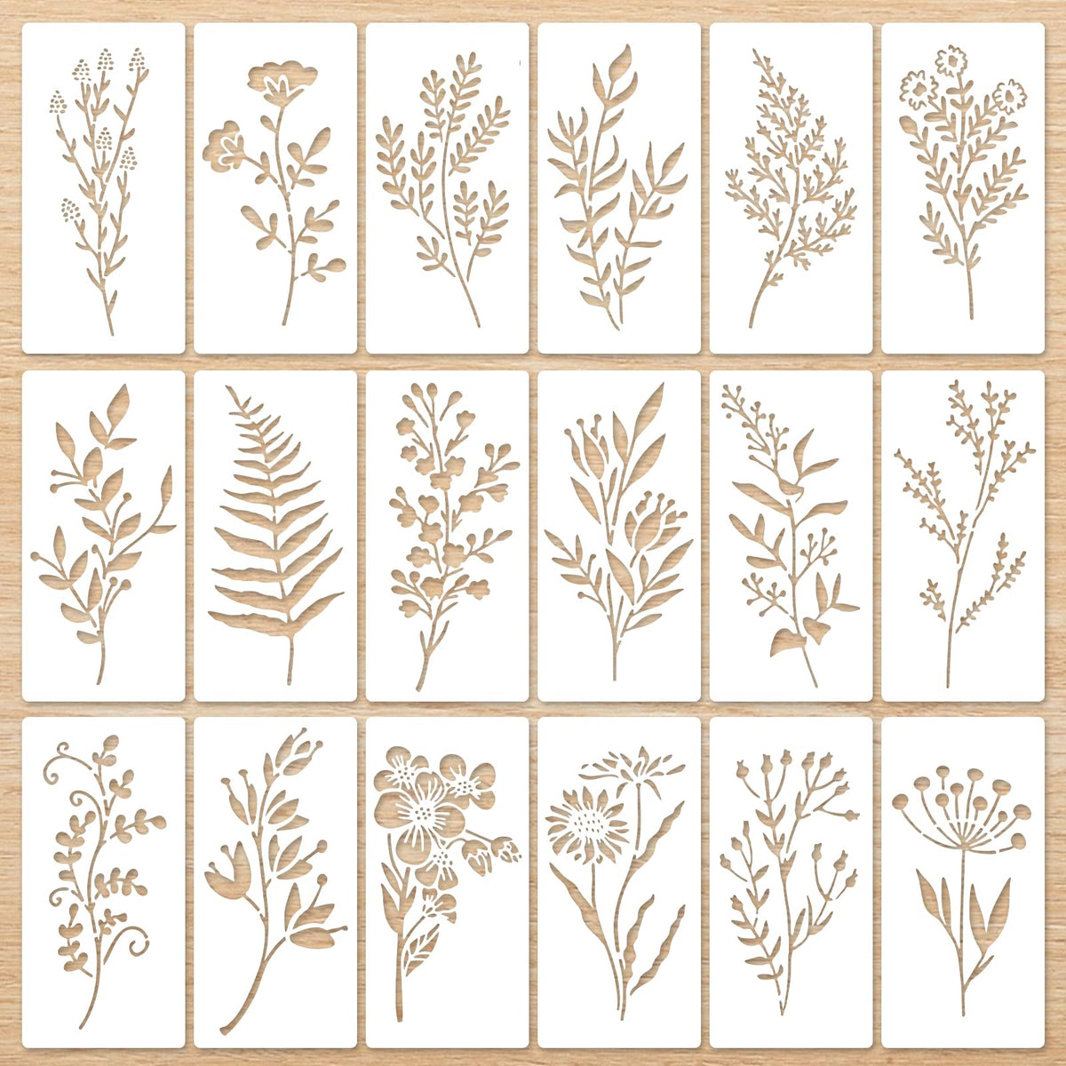 HJZHII 18PCS Stencils for Painting, Reusable Flower Stencils