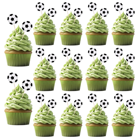 Molain 48Pcs Soccer for Cake Decorating, Vivid Football Cake Topper Football Cupcake Decorating for Wedding Birthday Anniversary Sport Themed Party Decorating Prince Games