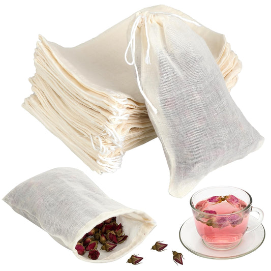 cobee 20 Pcs Spice Bags for Cooking, Tea Filter Bags for Loose Tea, Cooking Soup Muslin Cotton Tea Bags with Drawstring, Reusable Tea Filter Bags for Loose Leaf Tea, Coffee, Spice