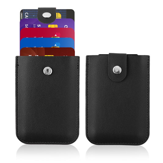 Jeffdad 2 Pcs Personalized Pull-Out Card Organizer for Women, PU Leather Minimalist Wallets Travel Wallet Anti Theft, Pocket Wallet Credit Card Holder for Men Women(Black 2Pcs)