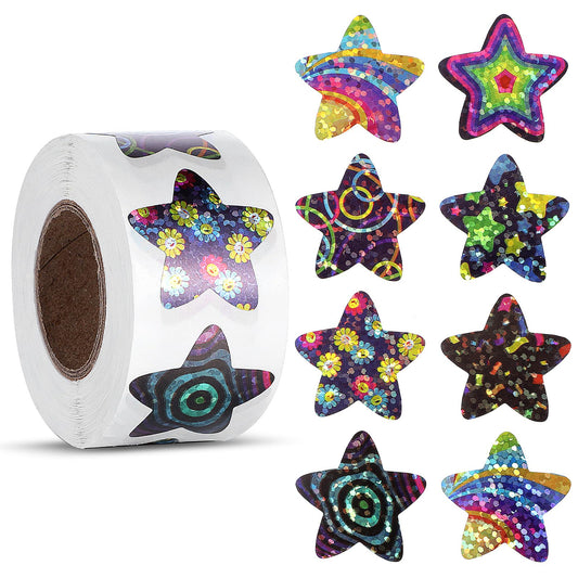AOZUO 500 PCS Glitter Star Stickers for Kids Reward, 1 Inch Sparkly Star Stickers Roll Self-Adhesive Colored Shiny Stickers Behavior Chart Labels for DIY Craft School Teacher Student(Blue)