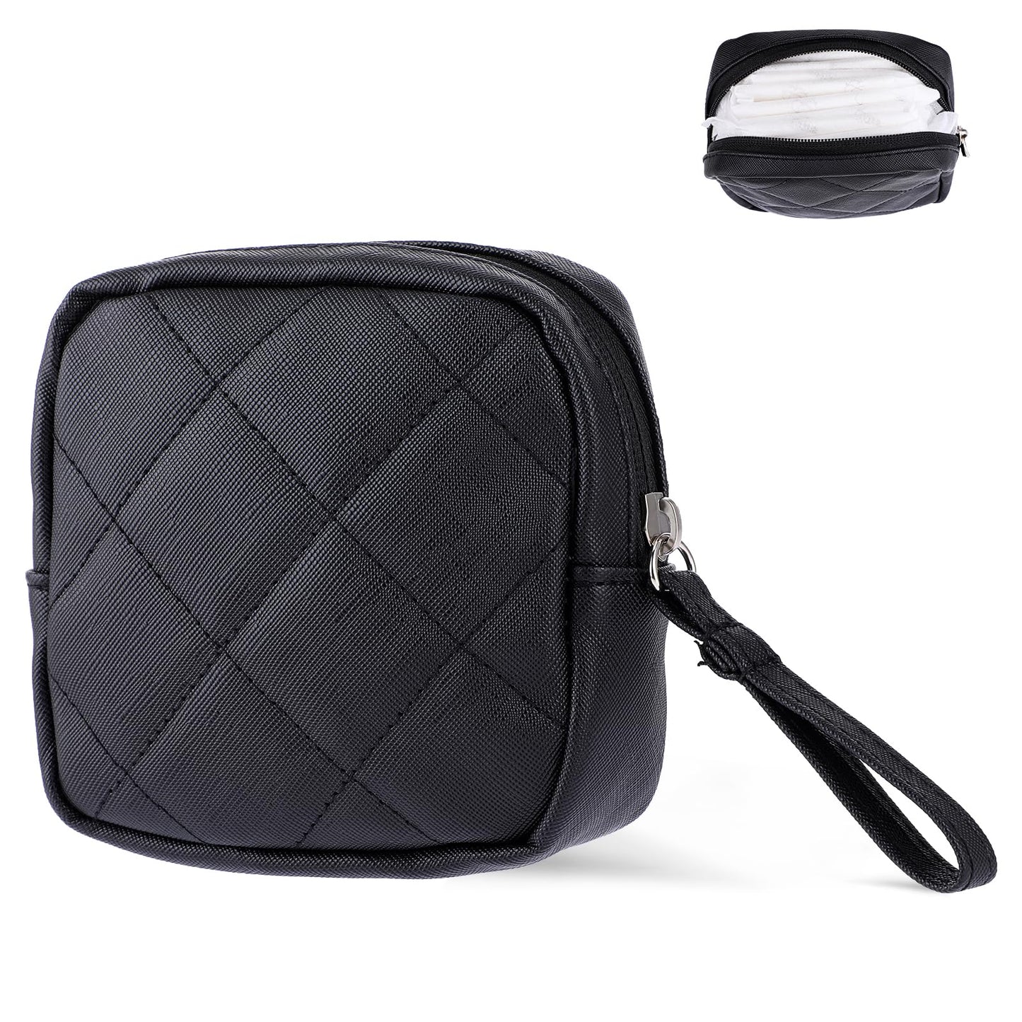 Bewudy Sanitary Pad Storage Bag, Portable Sanitary Napkin Tampon Storage Bag, Period Bags for Teen Girls Women Ladies, Sanitary Pad Bags for Period for School Travel(Black)