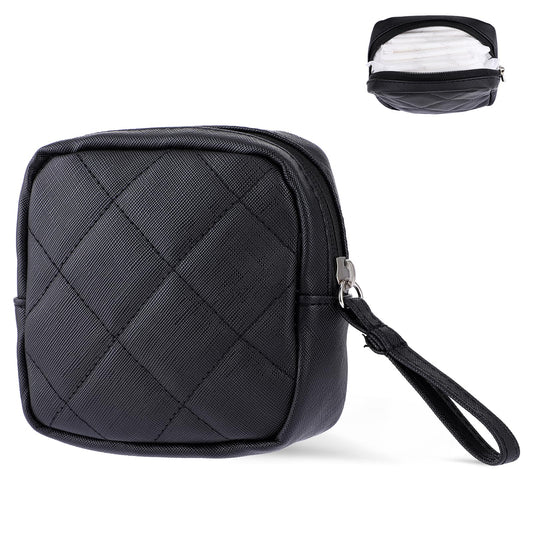 Bewudy Sanitary Pad Storage Bag, Portable Sanitary Napkin Tampon Storage Bag, Period Bags for Teen Girls Women Ladies, Sanitary Pad Bags for Period for School Travel(Black)