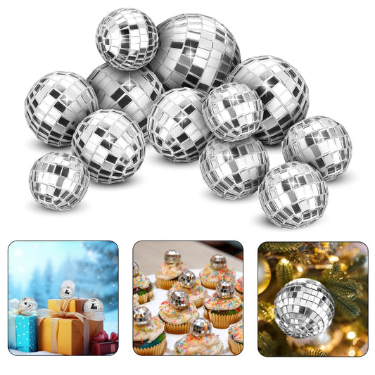 Molain 12Pcs Disco Ball Cake Topper, Disco Ball Cake Decorations Different Sizes, 70s Disco Themed Dance Party Supplies, Small Disco Balls for Cake Dessert Accessories Disco Party Ornament