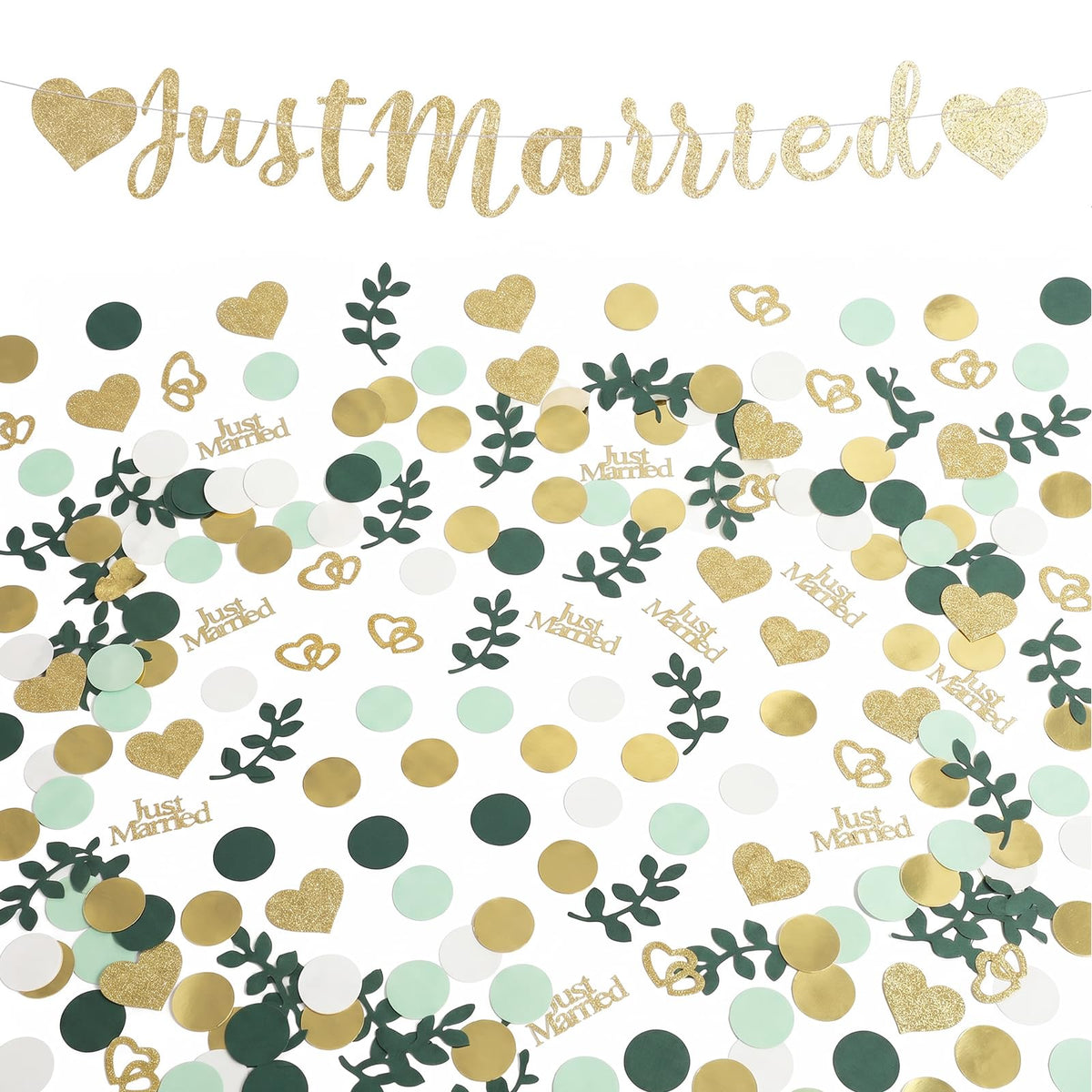 MBAIYO Just Married Decorative Wedding Decoration Set 300 Pieces Confetti