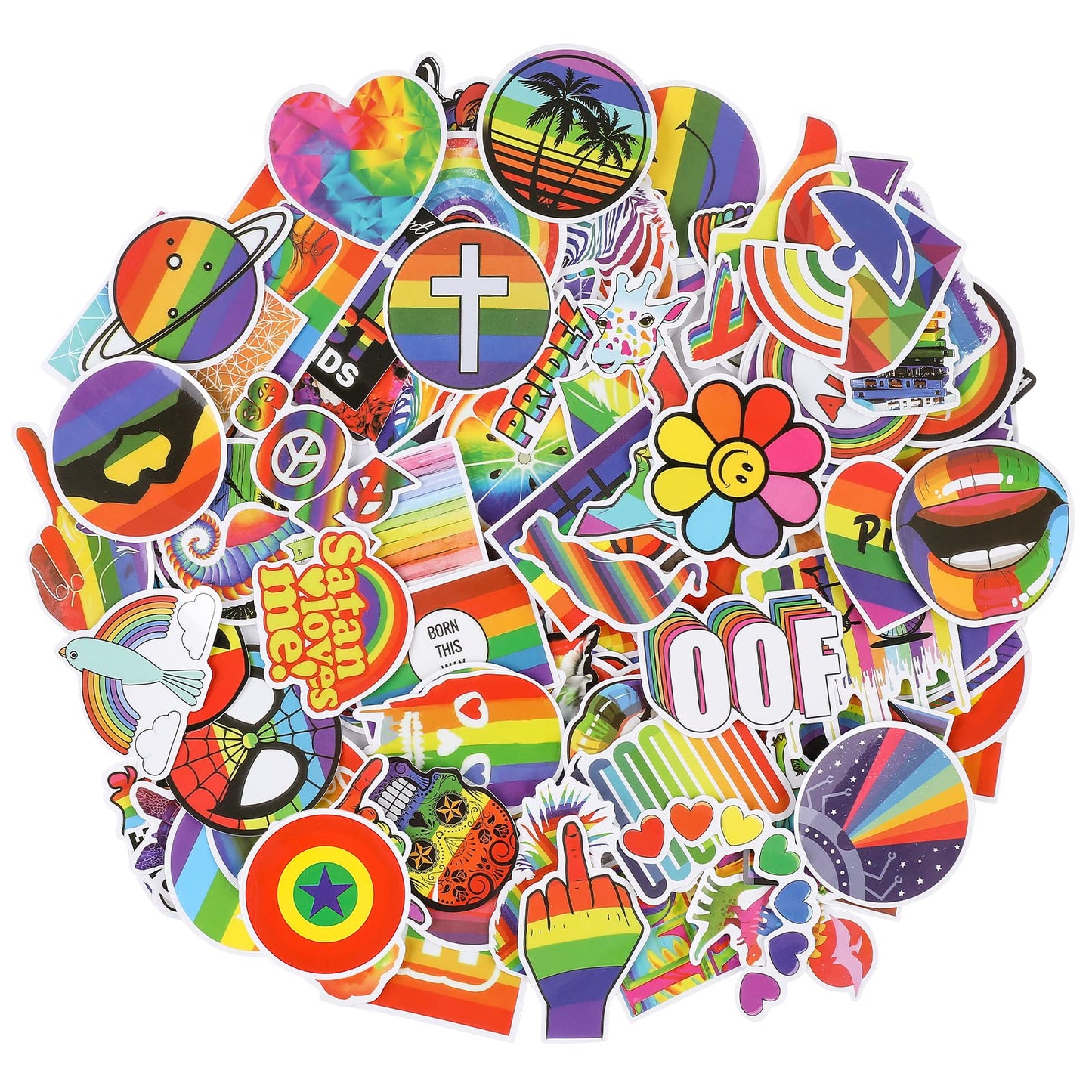Molain Gay Pride Stickers, 100 Pieces Rainbow Stickers DIY Decor for Bicycle Car Laptop Refrigerator Motorcycle Walls Bedrooms Gifts for Adults, 5-8 cm/2-3.15 in