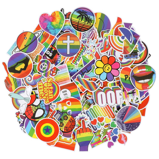 Molain Gay Pride Stickers, 100 Pieces Rainbow Stickers DIY Decor for Bicycle Car Laptop Refrigerator Motorcycle Walls Bedrooms Gifts for Adults, 5-8 cm/2-3.15 in