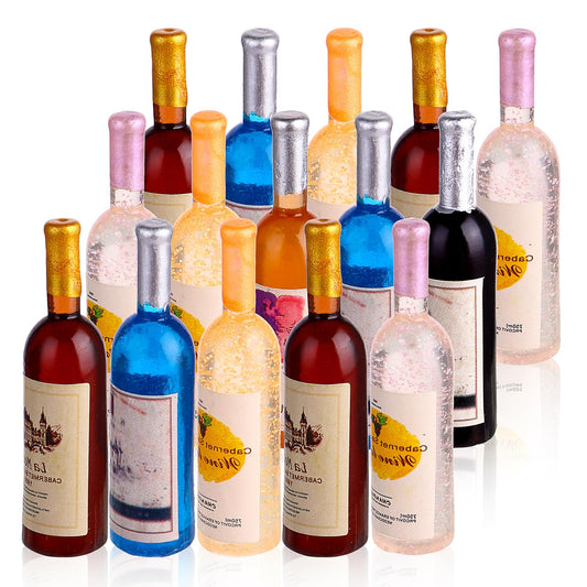 Jeffdad 15pcs Dollhouse Miniature Wine Bottles 1:12 Wine Bottles Mini Food Mini House Drink Accessories Dollhouse Miniature Decoration Bottles