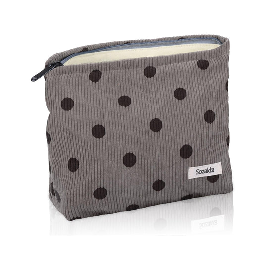 Giantree Cosmetic Bags for Women, Corduroy Makeup Handbags Makeup Organizer Storage Bag for Women Girls Travel Toiletry Handbag Great Gifts for Women (Grey)