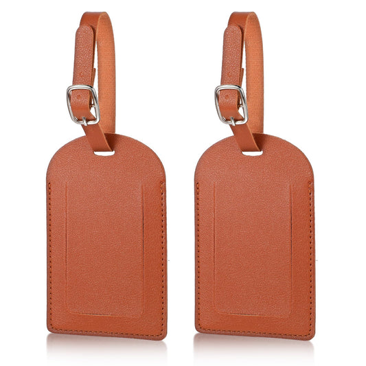AOZUO 2 Pack Leather Luggage Tags for Suitcases, Adjustable Suitcases ID Tags Privacy Protection Travel Bag Tags TSA Approved Bag Tags for Backpack Luggage