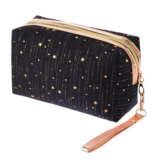 Giantree Cute Cosmetic Bag with Wrist Strap, Hot Stamped Star Makeup Bag Waterproof Moisture-proof Travel Toiletry Bag Zipper Pouch Cosmetic Organizer Bag Cute Small Make Up Bag Gift for Women Girls