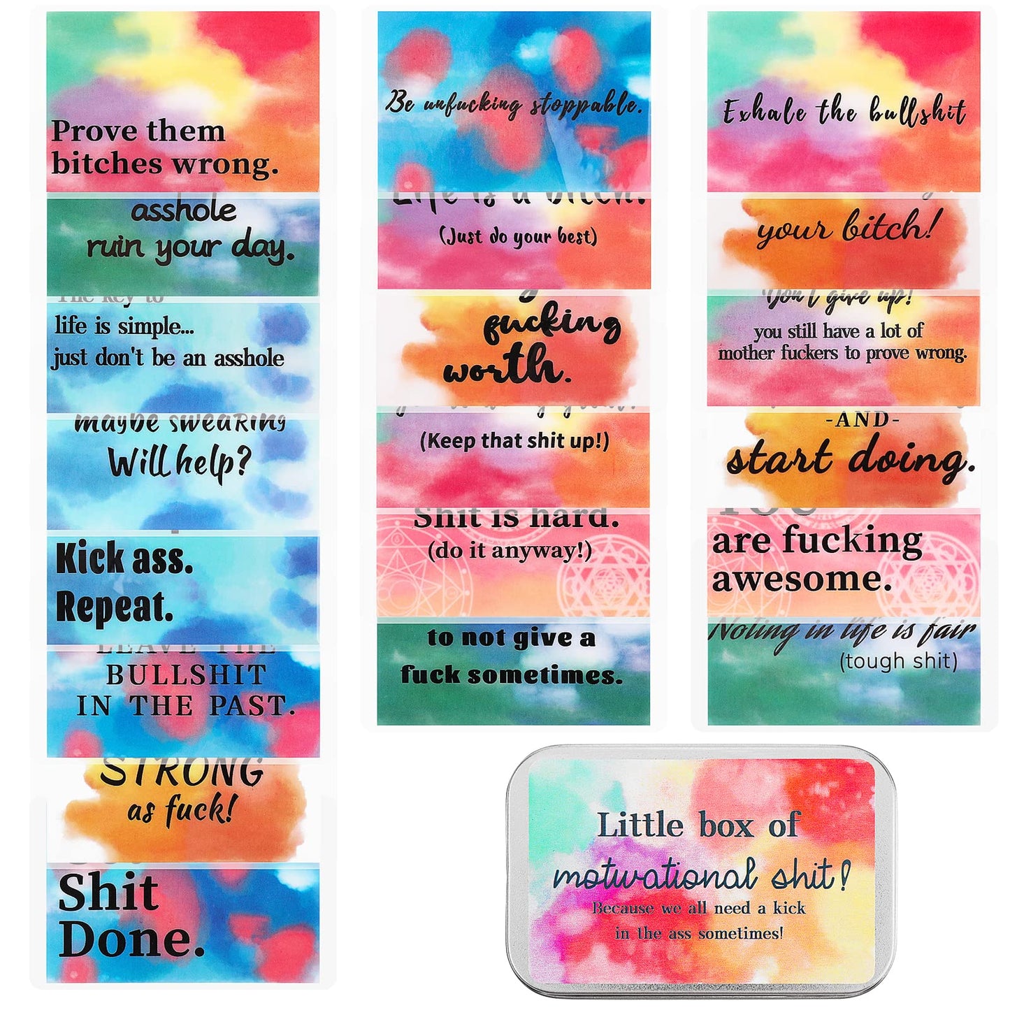 cobee Funny Affirmation Cards with Box, 20 Pieces Swear Affirmation Cards for Women Men Positive Cards Interesting Gift Motivational Stress Relief Card Supplies