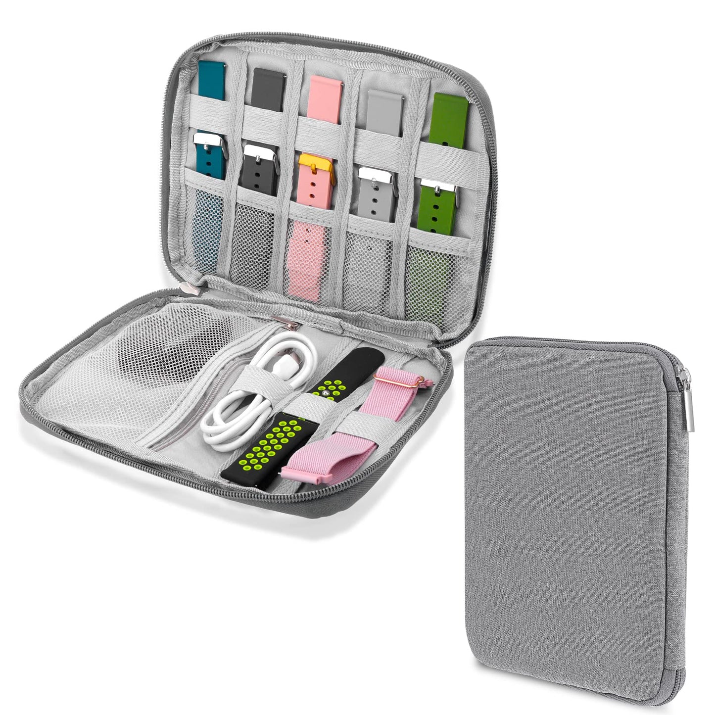 cobee Watch Band Organizer Bag, Watch Straps Storage Case Waterproof Watch Band Holder Smart Watch Band Box Watch Straps Carrying Case Compatible with All Watch Bands and Accessories (Grey)