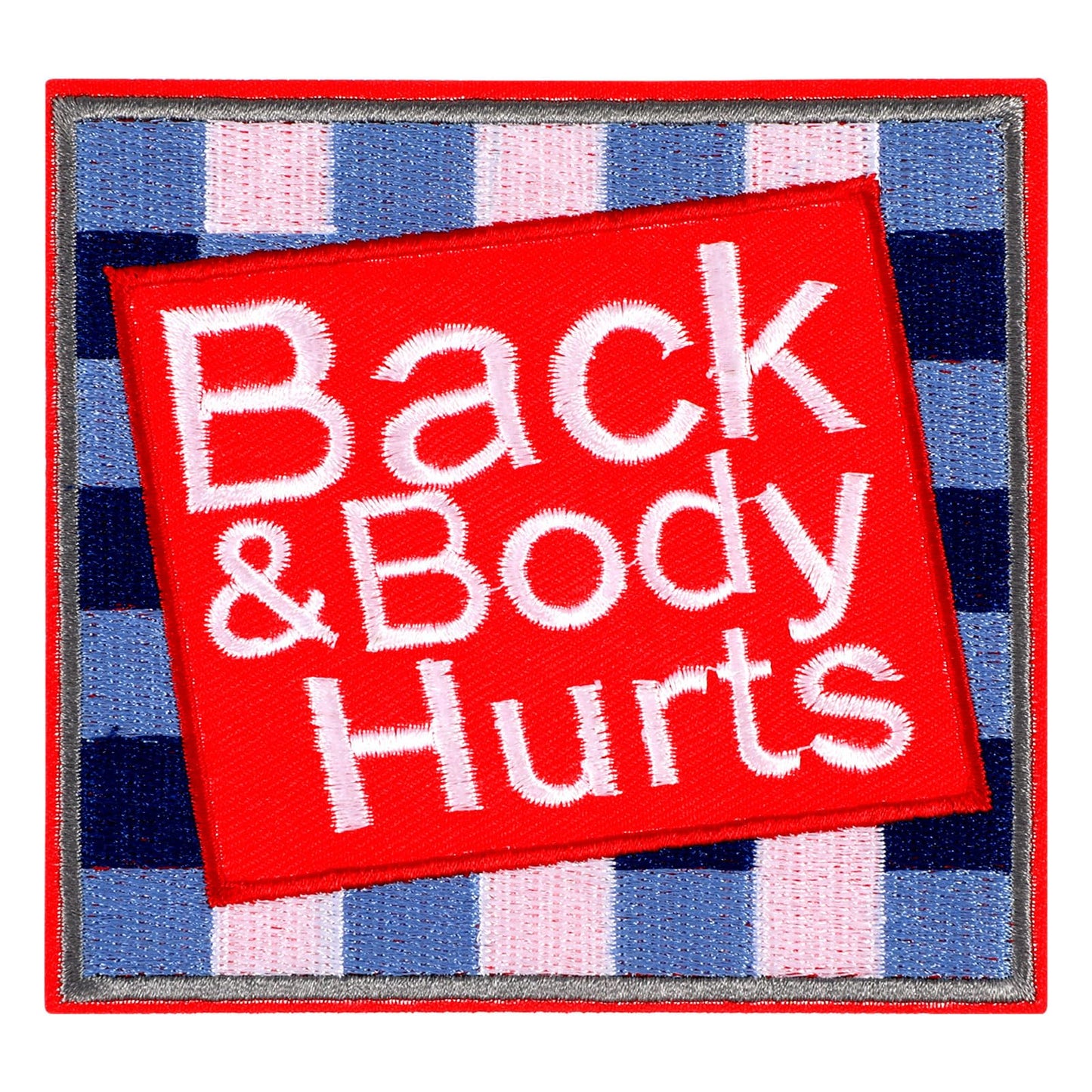 AOZUO Back and Body Hurts Patch, Funny Iron on Patch for Blue Collar Worker Builder Sew Iron on Multicolor Embroidered Patches for Tactical Backpack Dog Harnesses Vest Jackets Jeans Hats