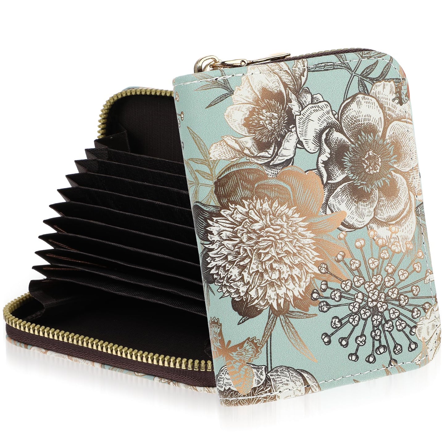 Amaxiu RFID Credit Card Holder Wallets for Women, Leather Zipper Card Case Small Card Case Wallet Business Card Organizer for Credit or ID Cards Driver's Licenses(C)