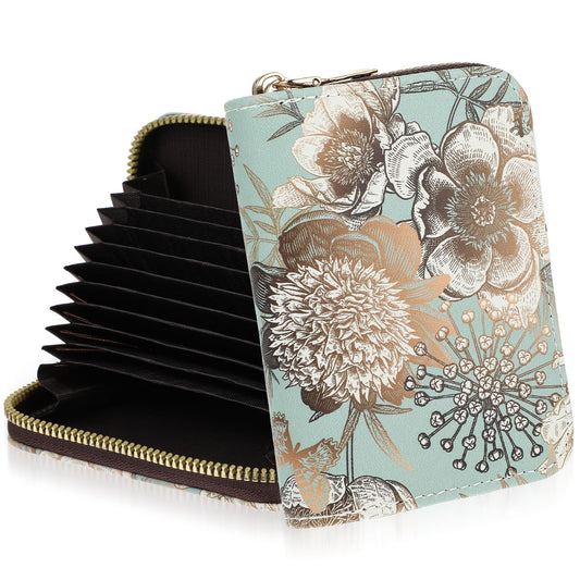 Amaxiu RFID Credit Card Holder Wallets for Women, Leather Zipper Card Case Small Card Case Wallet Business Card Organizer for Credit or ID Cards Driver's Licenses(C)