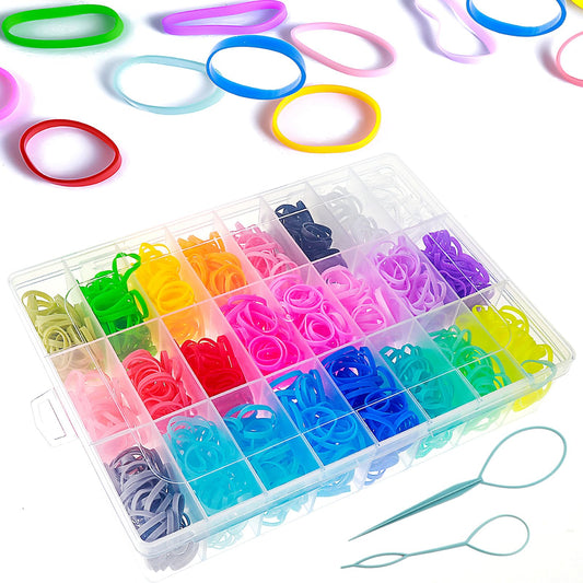 Andibro 2000Pcs Elastic Hair Rubber Bands, 24 Colors Small Hair Bobbles Soft Hair Elastics Ties Colorful Small Hair Scrunchies with Compartments Organiser Box Topsy Tail Hair Tool Accessories