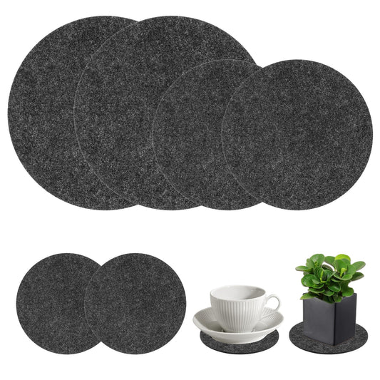 Molain 6Pcs Plant Saucers, Round Felt Double Sided Absorbent Tray 4/6/8 inch Waterproof Plant Pot Mat for Gardening, Indoor, Coasters, Outdoor Pots, DIY Craft Supplies(Gray)