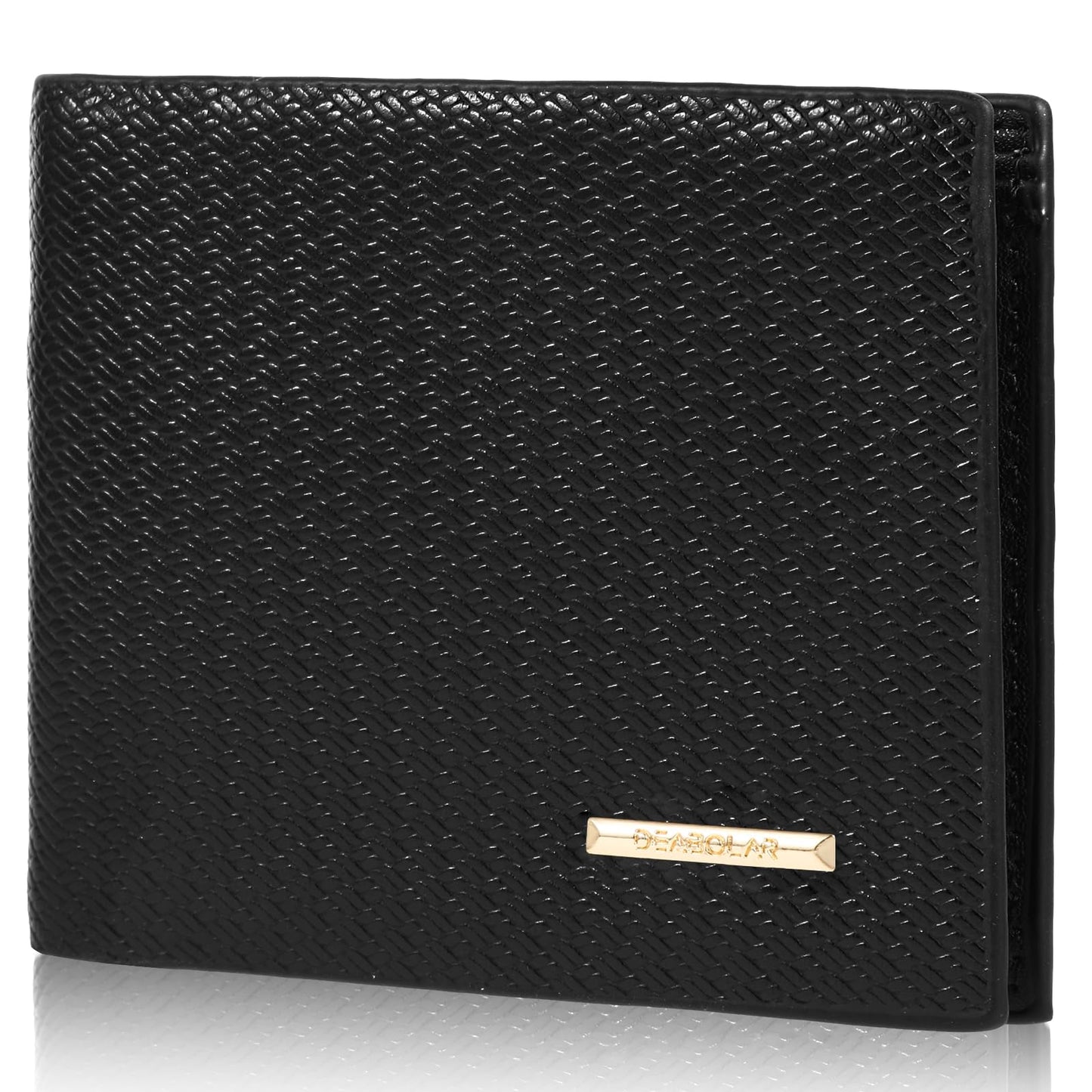 TIESOME Slim Men' Leather Bifold Wallet, Leather Embossed Texture Wallet Anti-Theft Brush Credit Card Holder ID Card Wallet Front Pocket Wallet Minimalist Men Wallet for Men Gifts(Carbon Black)