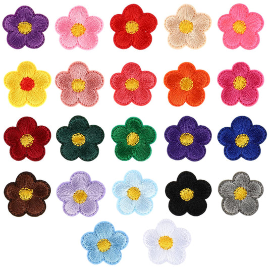 TIESOME 22Pcs Daisy Iron On Patches, Colorful Sunflower Embroidered Appliques Floral Clothing Repair Patch Embroidery DIY Sewing Patches for Jeans Jacket 22 Colors
