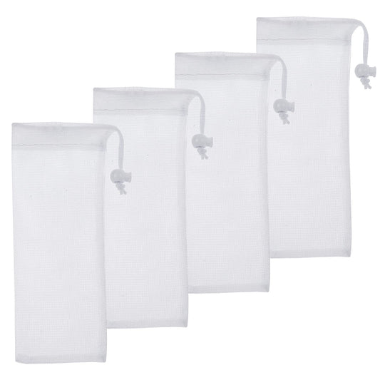 Molain Mesh Media Filter Bags High Flow - with Drawstrings for Activated Carbon Reusable Fish Tank Charcoal Filter Bag - Aquatic Bags for Fresh or Saltwater Tanks (High Flow 3" x 8" (4 Pack))