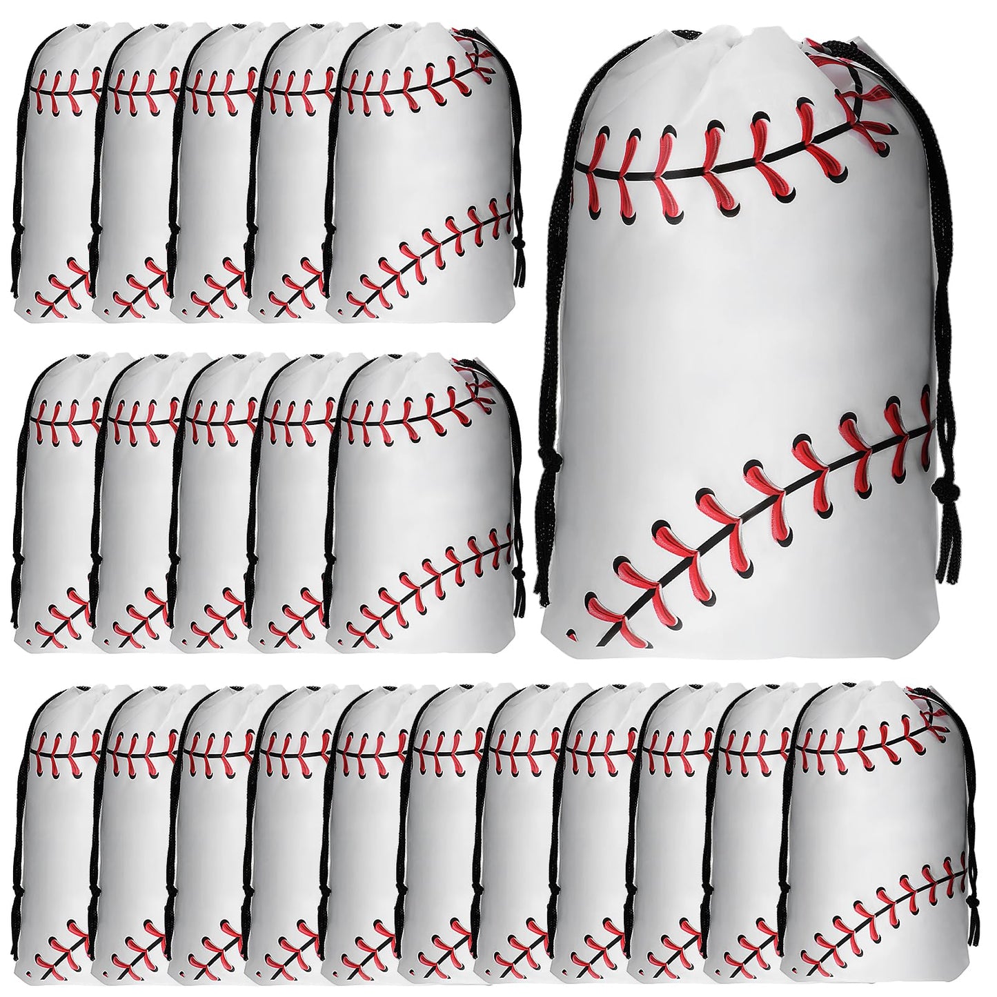 cobee Baseball Drawstring String Bag, 50 Pack Drawstring Baseball Party Favor Goodie Bags Baseball Snack Bags Baseball Treat Bags Baseball Theme Cinch Bags Backpack Sports Party Supplies, 6 x 8 Inch