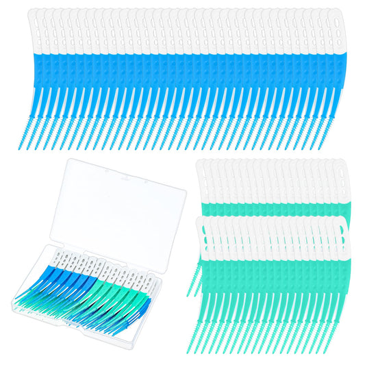 AOZUO Soft Silicone Interdental Brush, 84 Pieces Disposable Interdental Brushes, Dental Floss Picks with Storage Box for Teeth Cleaning, Healthy Oral Care