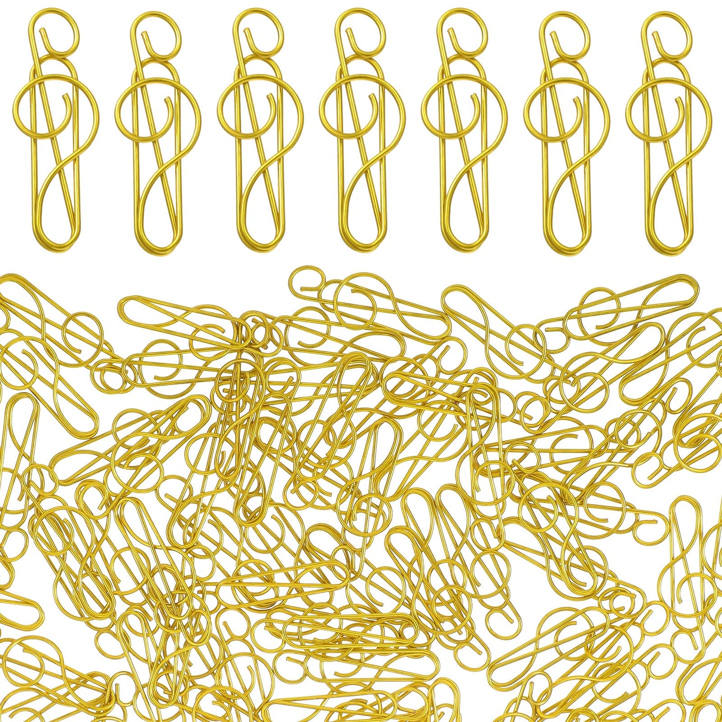 WJIAAA Pack of 100 Paper Clips, Gold, Paper Clips, Note Paper Clips, Metal Paper Clips with Music Notes Motif for Storage, Office, Classroom, File Clip, Notebook, Memo Bookmark, Music Folder