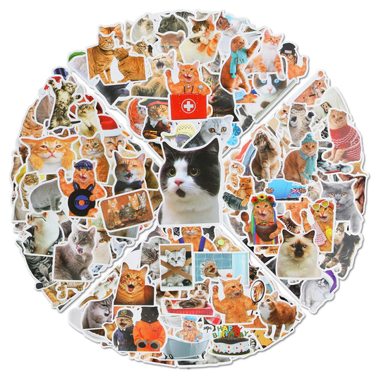 cobee 200 Pcs Cute Cat Stickers, Funny Cat Decals Waterproof Vinyl Stickers Kawaii Decals for Cat Lovers Water Bottle Scrapbook Phone
