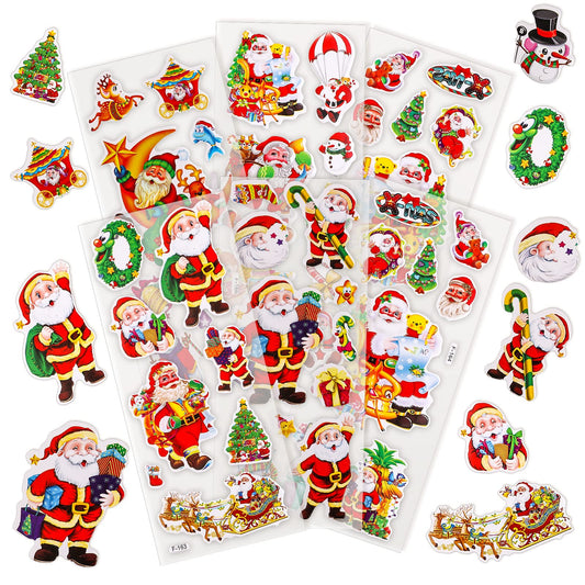 Cobee 3D Puffy Christmas Stickers for Kids,12 Sheets 3D Christmas Decals Stickers Xmas Kids Stickers Teacher Reward Stickers Waterproof Merry Christmas Decoration Sticker for Girl Boy Teachers