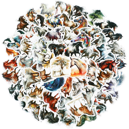 Giantree 60 Pcs Horse Stickers, Waterproof Vinyl Animal Stickers Water Bottles Laptop Car Luggage Mobile Phone Skateboard Decal Decor Perfect Horse Stickers Gifts for Girls Boys Teens Adults