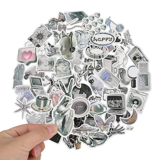 Andibro Aesthetic Vintage Black White Stickers, 66 Pcs Realism Retro Stickers Fashion Cool Sticker Set Waterproof Scrapbook Accessories DIY Craft Decoration for Water Bottle Laptops Travel Case