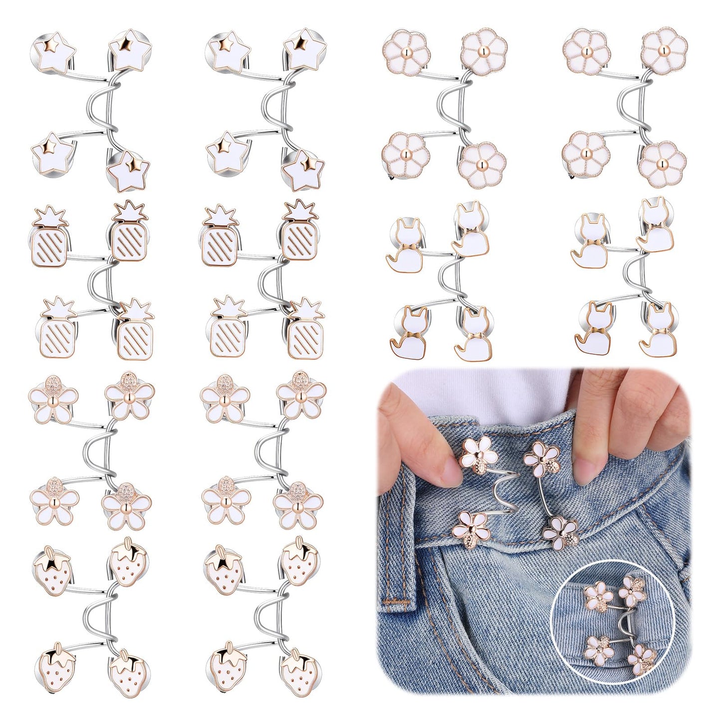 WJIAAA 72pcs Pants Waist Tightener for Jean, Adjustable Pants Button Tightener for Loose Jeans or Skirts, Jean Clips to Tighten Waist, Button Pins for Jeans, No Sewing