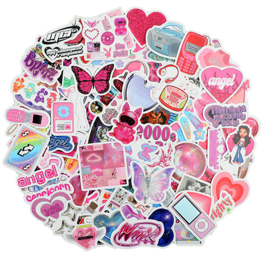 Molain 120Pcs Retro Aesthetic Stickers, 2000s Graffiti Cute Stickers Waterproof Vinyl Decal Stickers Girls Women Gifts for Laptop Helmet Hats Water Bottles Car Decal