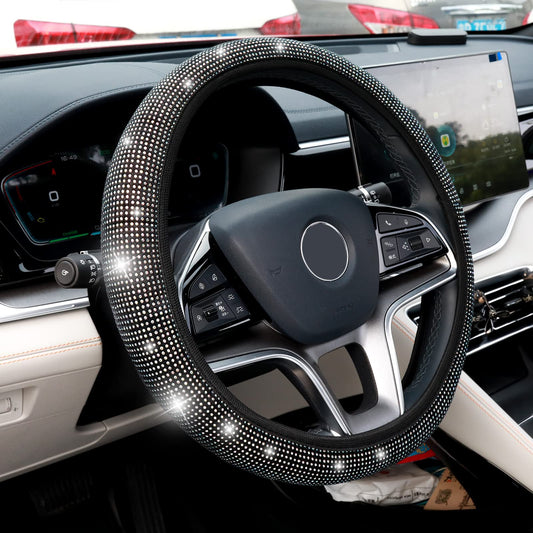 cobee Bling Rhinestones Steering Wheel Cover, 15 Inch Crystal Diamond Sparking Car SUV Wheel Protector Anti Slip Universal Fit Car Steering Wheel Cover Car Interior Decor Accessories(Colored Diamond)