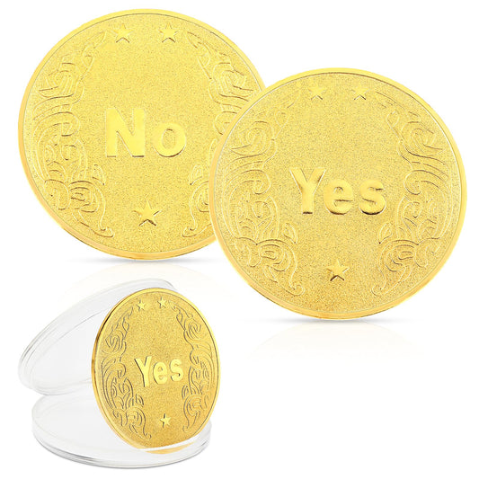 Amaxiu 2 Pcs Yes No Challenge Coin, Decision Maker Coin Lucky Decision Coin Double Sided Choice Coin Coins Antique Collection(Gold)