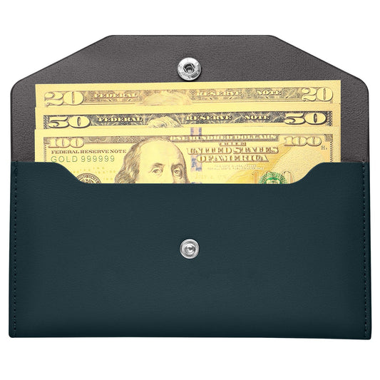 Molain Cash Envelopes PU Leather, Money Envelopes Reusable Waterproof Budget Envelopes Cash Wallet 6.9x3.5 in (Blue)