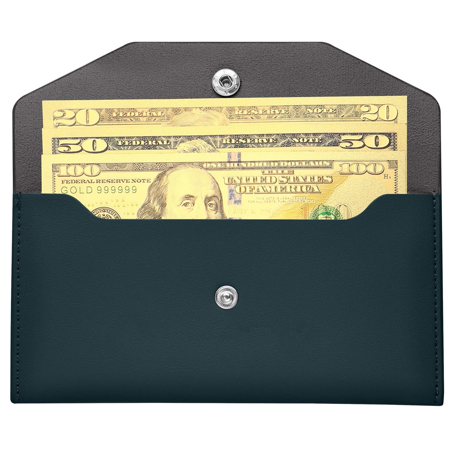 Molain Cash Envelopes PU Leather, Money Envelopes Reusable Waterproof Budget Envelopes Cash Wallet 6.9x3.5 in (Blue)