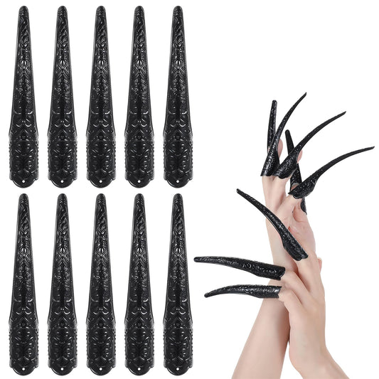 Amabro Halloween Finger Claws, Adjustable Halloween Articulated Fingers Nail Tip Extension Novelty Witch Finger Cat Claw Cosplay Costume Funny Photo Props for Halloween Party Decorations(10 Pack)