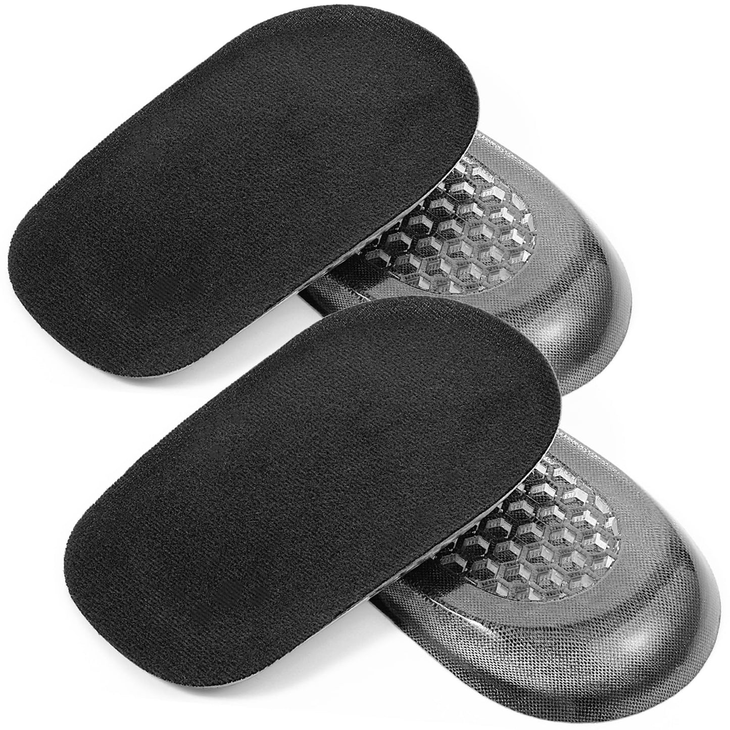 Yuanchu 2 Pairs of Gel Increasing Height Insoles, Invisible Shoe Lift Inserts, Height Increase Heel Insoles, Self-Adhesive Heel Cushion, Shock Absorption Shoe Insoles for Men and Women (Black)