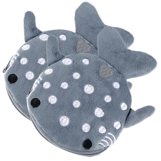 simarro 2Pcs Shark Plush Coin Purse, Kawaii Shark Zipper Wallet Portable Change Wallet Christmas Gifts for Men Women Cosmetic Jewelry Key Holder Earphone Bag Small Items Bags(Gray)
