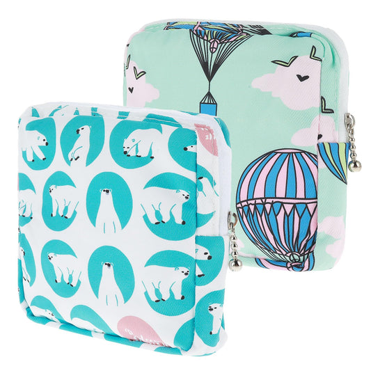 cobee 2Pcs Sanitary Napkin Storage Bag, Period Holder Bag Portable Period Kit Sanitary Pad Storage Bag Pad Holder Period Pouch with Zipper Menstruation First Period Bag for Girls Women (Style D)