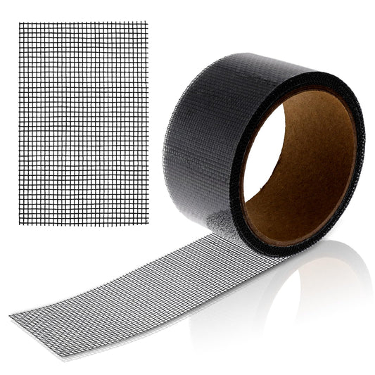 Andibro Self-Adhesive Window Screen Repair Tape, 60.9cm×457cm Screen Repair Patches Kit for Windows or Door Screen Strong Adhesive Fiberglass Screen Tape Repair Tool Waterproof Mesh Repair Tape(Black)