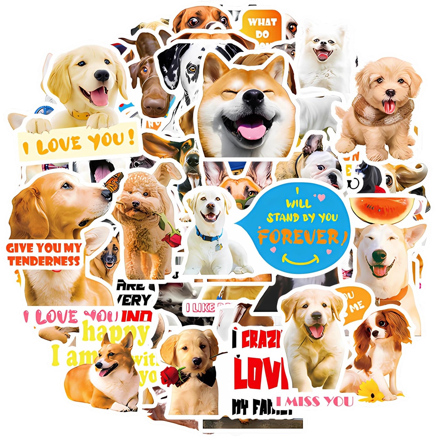 Amaxiu Funny Dog Stickers for Kids, 100Pcs Cute Dog Decals Waterproof Vinyl Animals Stickers Puppy Pet Aesthetic Decals for Dog Lovers Water Bottle Scrapbook Phone Laptop Art